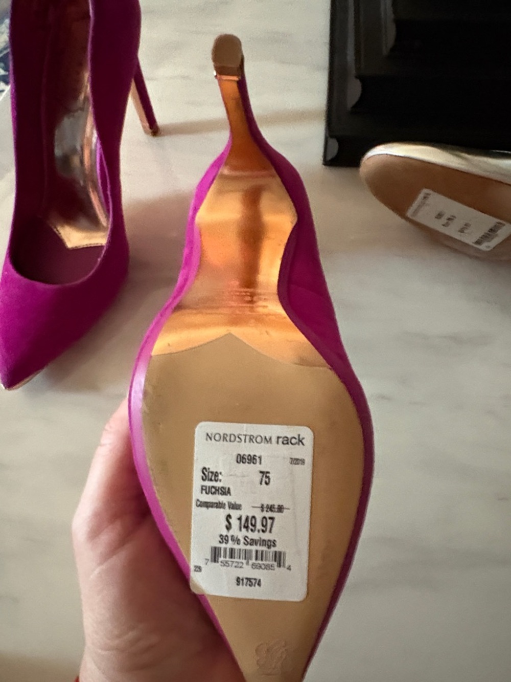 Ted Baker Fuchsia Suede Pointed-Toe Pumps NEW - Picture 4 of 4